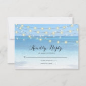 Beach String Lights Wedding RSVP Kaart (Voorkant)