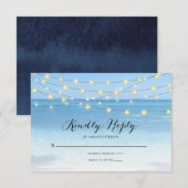 Beach String Lights Wedding RSVP Kaart (Voorkant / Achterkant)