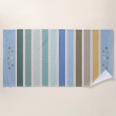 Beach Stripes and Starfish Monogram Strandlaken (Voorkant)
