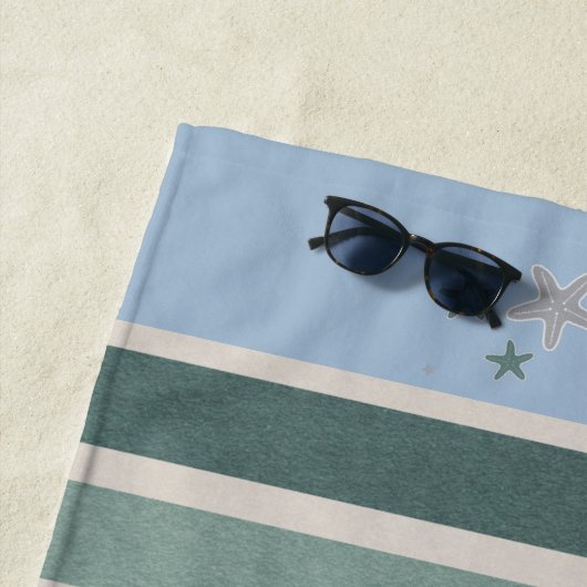 Beach Stripes and Starfish Monogram Strandlaken (In situ)