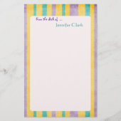 Beach Stripes Custom Name Persoonlijk Briefpapier (Voorkant)