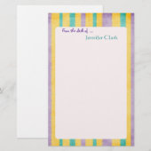 Beach Stripes Custom Name Persoonlijk Briefpapier (Voorkant / Achterkant)
