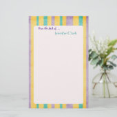 Beach Stripes Custom Name Persoonlijk Briefpapier (Staand voorkant)