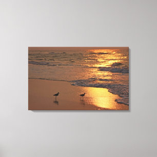 Beach Stroll at Sunrise Canvas Afdruk