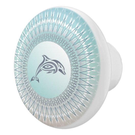 Beach Style Dolphin Mandala | Kustkeramische Knob Keramische Knop (Rechts)