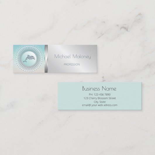 Beach Style Dolphin Mandala Mini Visitekaartje (Voorkant / Achterkant)