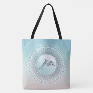 Beach Style Dolphin Mandala Tote Bag