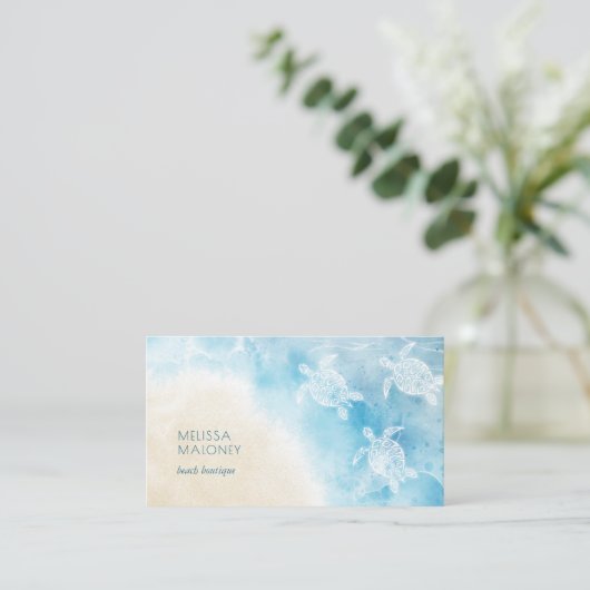 Beach Style White Turtles Scan QR Code Visitekaartje (Staand voorkant)