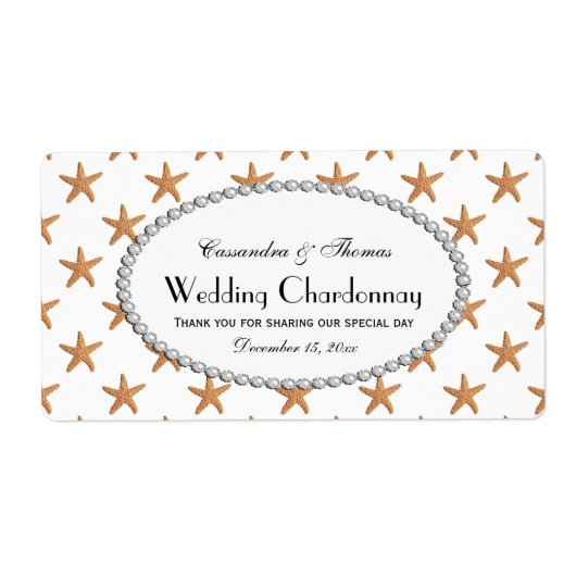 Beach Sugar Starfish Pearl 2H Wine Bottle Label (Voorkant)