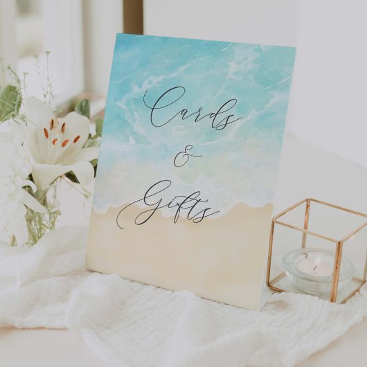 Beach Summer Bridal Shower Cards And Gifts Reclamebord Met Voetstuk
