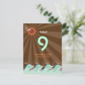Beach Summer Cool Waves Brown Sun Table Number Briefkaart (Staand voorkant)