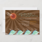 Beach Summer Cool Waves Brown Sun Wedding Inviding Kaart (Voorkant)