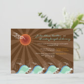 Beach Summer Cool Waves Brown Sun Wedding Inviding Kaart (Staand voorkant)