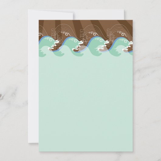 Beach Summer Cool Waves Brown Sun Wedding Invite Kaart (Achterkant)