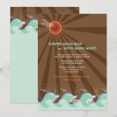 Beach Summer Cool Waves Brown Sun Wedding Invite Kaart (Voorkant / Achterkant)