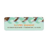 Beach Summer Cool Waves Brown Sun Wedding Labels (Voorkant)