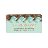Beach Summer Cool Waves Brown Sun Wedding Labels (Voorkant)