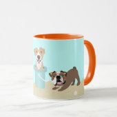 Beach Summer Dogs Blue Oranje Mok (Voorkant rechts)