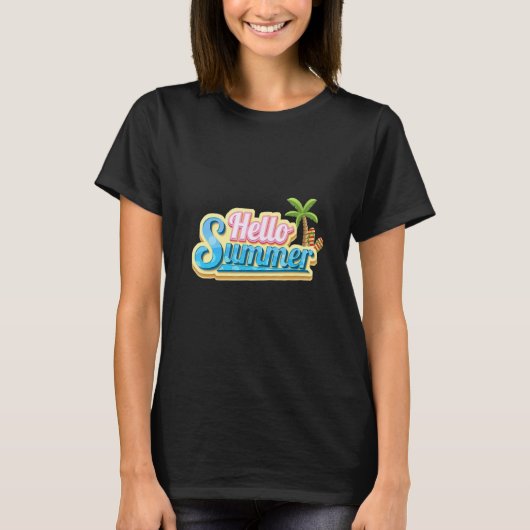 Beach Summer Hallo Summer Text T-shirt (Voorkant)