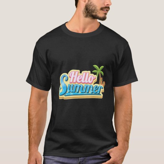 Beach Summer Hallo Summer Text T-shirt (Voorkant)