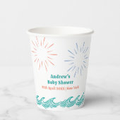 Beach Summer Hier komt het Son Baby shower Papieren Bekers (Achterkant)