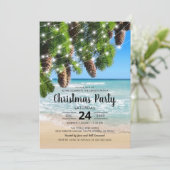 Beach Summer Kerstparty Kaart (Staand voorkant)