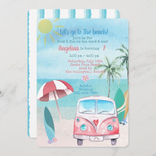 Beach Summer Party Palm Trees Ocean Kaart (Voorkant / Achterkant)