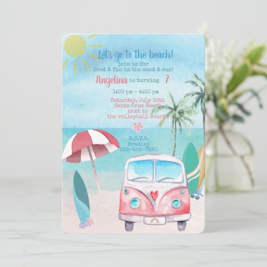 Beach Summer Party Palm Trees Ocean Kaart (Staand voorkant)