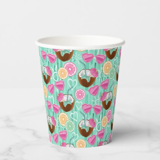 Beach Summer Pattern  Papieren Bekers (Achterkant)