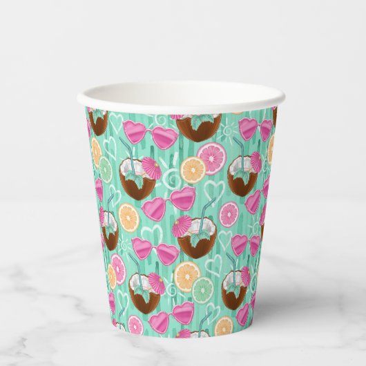 Beach Summer Pattern  Papieren Bekers (Voorkant)