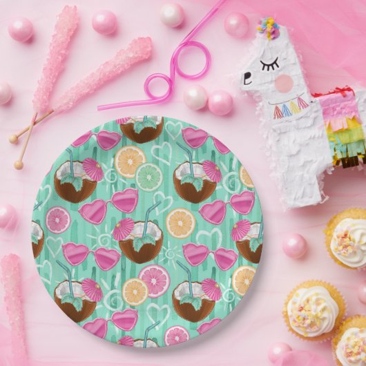 Beach Summer Pattern  Papieren Bordje (Feest)