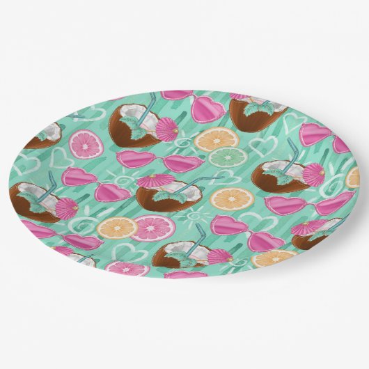 Beach Summer Pattern  Papieren Bordje (Gekanteld)