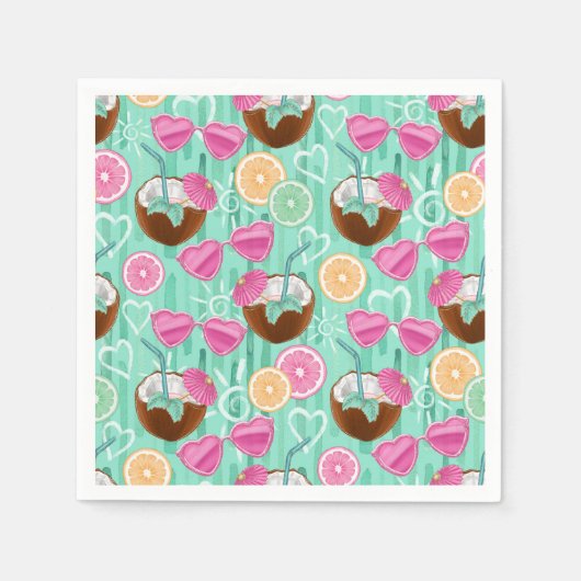 Beach Summer Pattern  Servet (Voorkant)