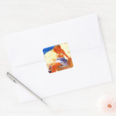  Beach Summer Pin up Girl Vierkante Sticker (Envelop)