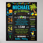 Beach Summer Pool Birthday Party-chalkboard Poster (Voorkant)