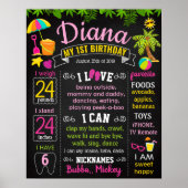 Beach Summer Pool Birthday Party-chalkboardmeisje Poster (Voorkant)