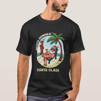 Beach Summer Santa Claus Funny Kerstmis T-shirt