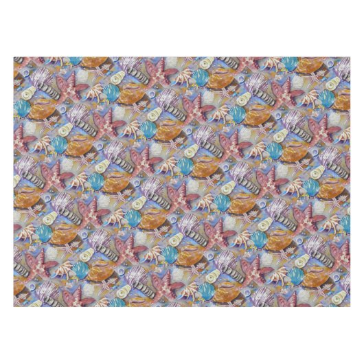 Beach Summer Sea Shells Pattern Tablecloth Tafelkleed (Voorkant (Horizontaal))