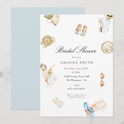 Beach Summer Seashore Waterverf Vrijgezellenfeest Kaart (Voorkant / Achterkant)