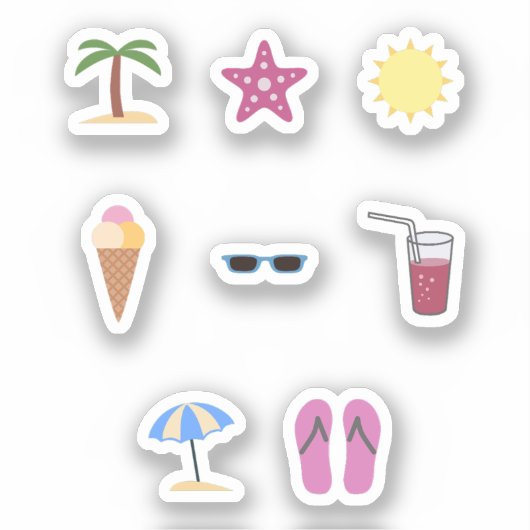 Beach Summer Stickers set (Voorkant)