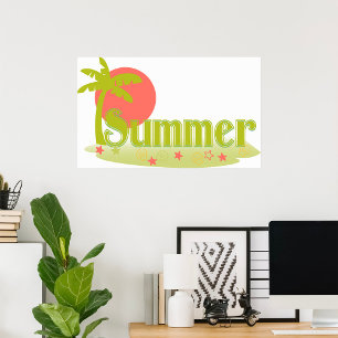 Beach Summer Sun en Tree Poster