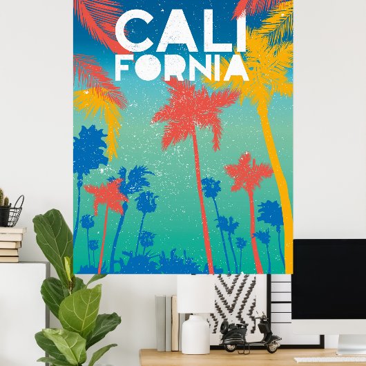 Beach Summer Theme California Poster art. (Thuiskantoor)