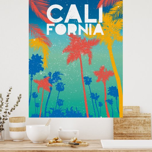 Beach Summer Theme California Poster art. (Keuken)