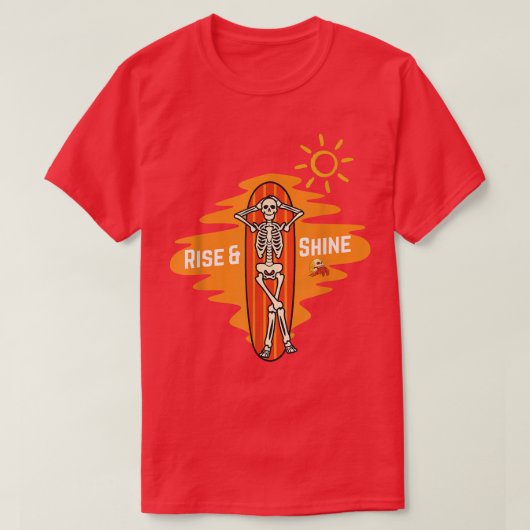 Beach Summer Vacation Skeleton & Surfboard T-shirt (Design voorkant)