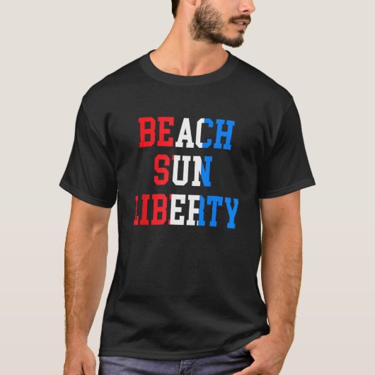 Beach Sun Liberty Celebrate with Red White and Blu T-shirt (Voorkant)