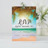 Beach,Sun,Palm RSVP Kaart (Staand voorkant)
