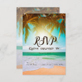Beach,Sun,Palm RSVP Kaart (Voorkant / Achterkant)