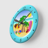 Beach Sun Zee en Surf Fun Medium Blue Ronde Klok (Hoek)