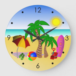 Beach Sun Zee Surf Blue Medium Large Wall Clocks Grote Klok