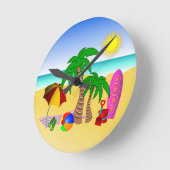 Beach Sun Zee Surf Medium Blue Round Wall klokken (Hoek)